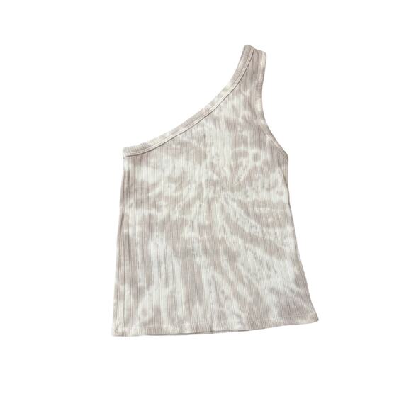 American Eagle Women's White Wash Gray One Shoulder Stretch Top Size S - Picture 2 of 5